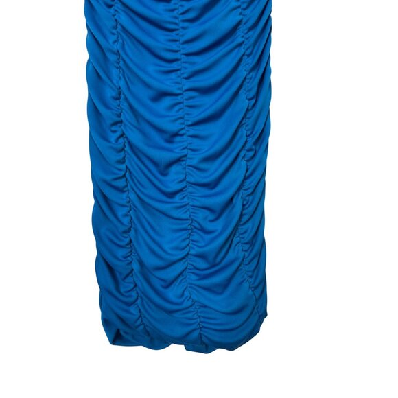 ZARA Ruched Small Royal Blue Sleeveless Dress Deep V-Neck - Picture 13 of 14